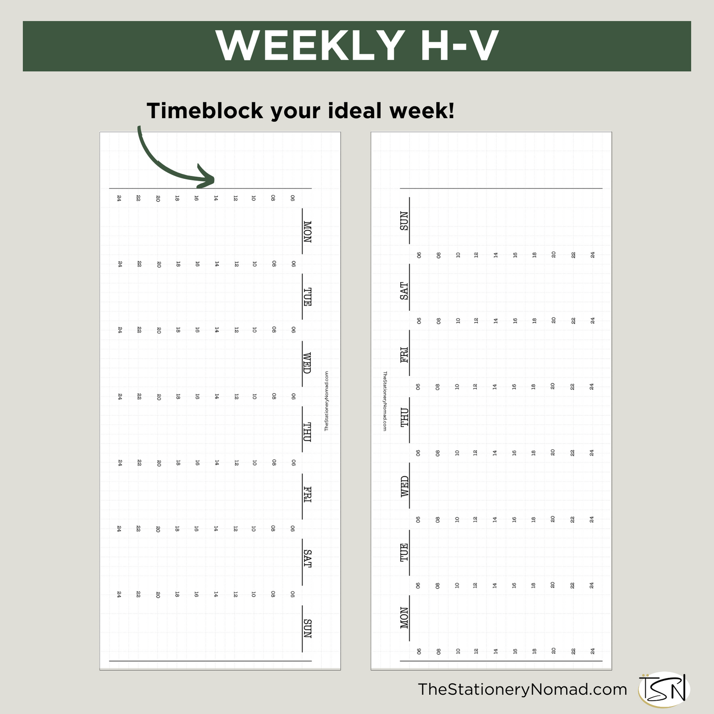 Weekly Horizontal-Vertical hourly design